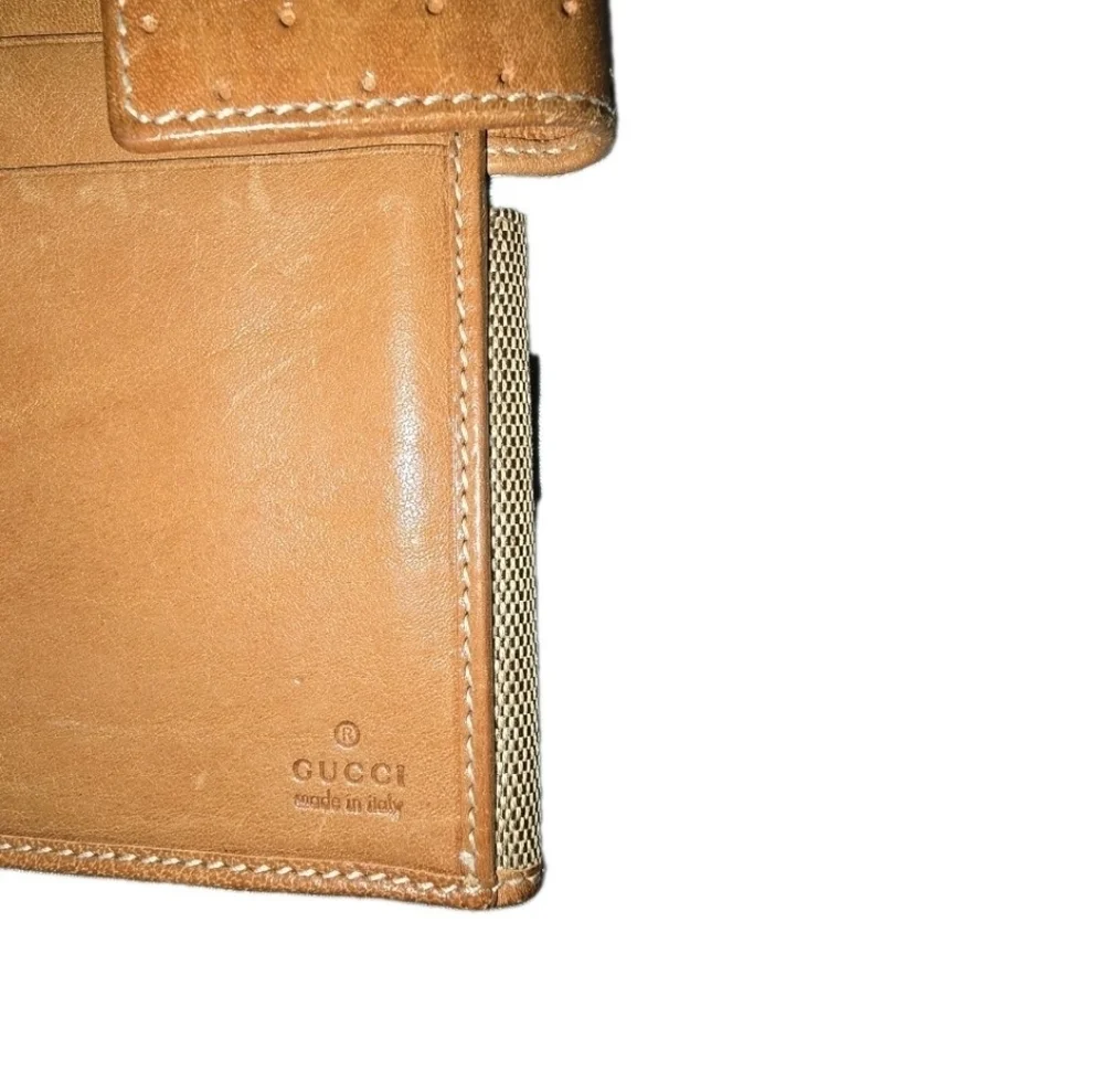 RARE Authentic Gucci Amalfi Beige and Brown Cloth Wallet with Silver Accent EUC